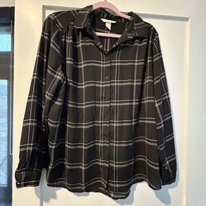 H & M Black and white sheer blouse